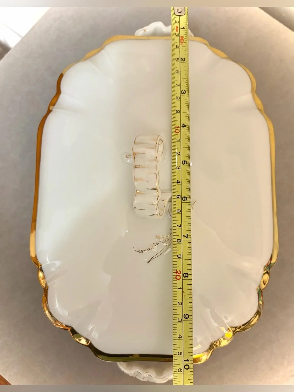 Antique Haviland & Co Limoges White Gold Covered Vegetable Serving Dish W/ Lid